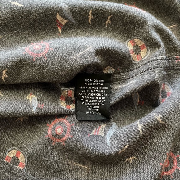 Artistry in Motion Button Down Short Sleeve Shirt Gray Nautical Size Medium - Picture 7 of 9